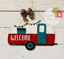 Load image into Gallery viewer, 19" Camper WITH LINES Door Hanger Wood Craft Blank