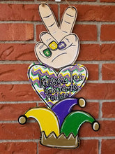 Load image into Gallery viewer, 22” x 12” Peace Love Mardi Gras Door Hanger Wood Craft Blank