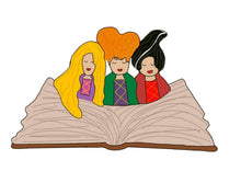 Load image into Gallery viewer, 20” x 11.5” Witches With Books Door Hanger Wood Cutouts