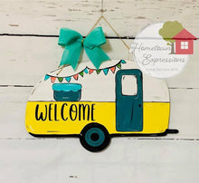 Load image into Gallery viewer, 19" Camper WITH LINES Door Hanger Wood Craft Blank