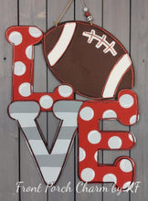 Load image into Gallery viewer, 22" Love Football Door Hanger Wood Cutout