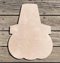 Load image into Gallery viewer, 20" x 15" Pilgrim Pumpkin Door Hanger Wood Cutout
