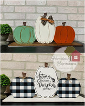 Load image into Gallery viewer, 19” x 9.5" Triple Pumpkins With Stand Wood Cutout