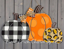 Load image into Gallery viewer, 24” Pumpkin Trio Door Hanger Wood Cutout