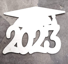 Load image into Gallery viewer, 19" 2023 Grad Cap Door Hanger Wood Cutouts