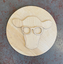 Load image into Gallery viewer, 16” x 12” Cow Head With Glasses Set Door Hanger Wood Cutout