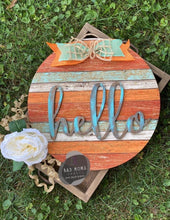 Load image into Gallery viewer, 15" Circle And Hello Set Layered Door Hanger Wood Round Craft Blank