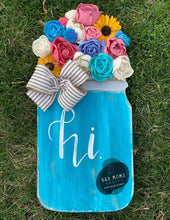 Load image into Gallery viewer, 19" Mason Jar with Circle for Flowers Door Hanger Wood Craft Blank