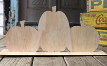 Load image into Gallery viewer, 19” x 9.5" Triple Pumpkins With Stand Wood Cutout