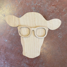 Load image into Gallery viewer, 16” x 12” Cow Head With Glasses Set Door Hanger Wood Cutout