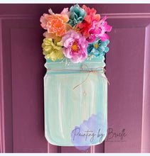 Load image into Gallery viewer, 19" Mason Jar with Circle for Flowers Door Hanger Wood Craft Blank
