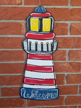 Load image into Gallery viewer, 22" x 10" Lighthouse Door Hanger Wood Craft Blank