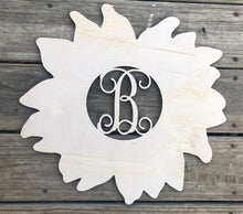 Load image into Gallery viewer, 15" Monogram Sunflower Wood Craft Blank